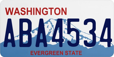 WA license plate ABA4534