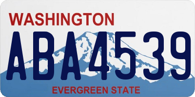 WA license plate ABA4539