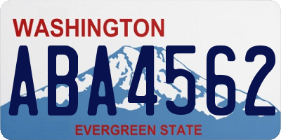 WA license plate ABA4562