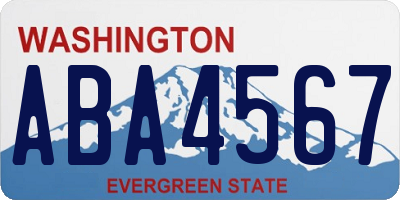 WA license plate ABA4567
