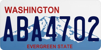 WA license plate ABA4702
