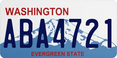 WA license plate ABA4721