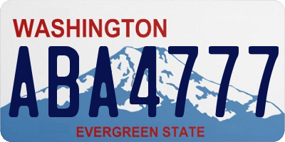 WA license plate ABA4777