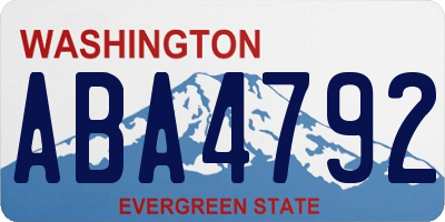 WA license plate ABA4792