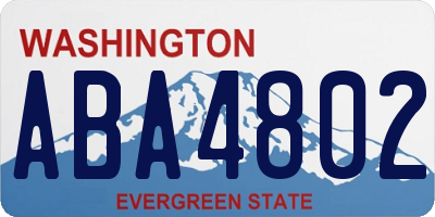 WA license plate ABA4802