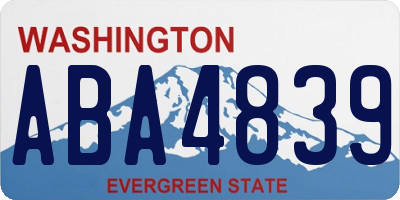 WA license plate ABA4839