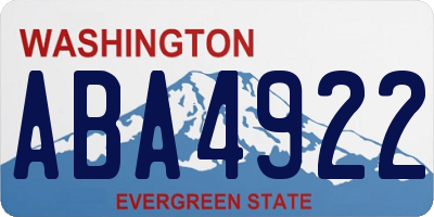 WA license plate ABA4922
