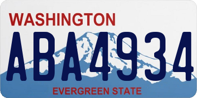 WA license plate ABA4934
