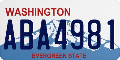 WA license plate ABA4981