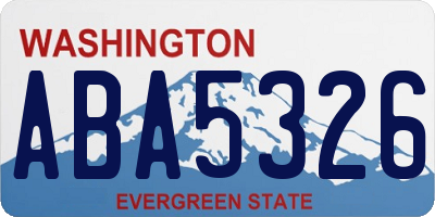 WA license plate ABA5326