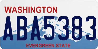 WA license plate ABA5383