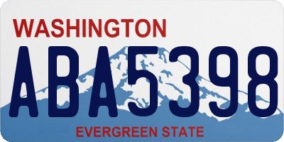 WA license plate ABA5398