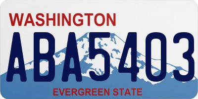 WA license plate ABA5403