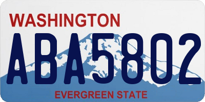 WA license plate ABA5802