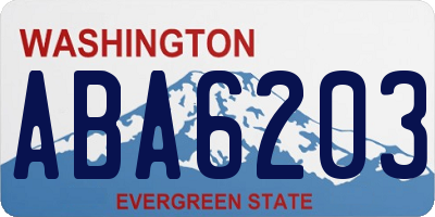 WA license plate ABA6203