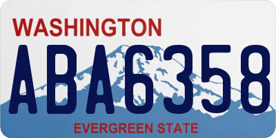 WA license plate ABA6358