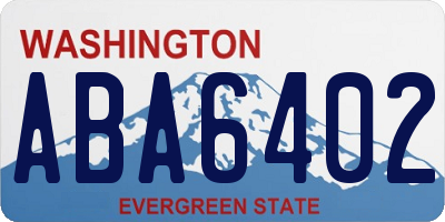 WA license plate ABA6402