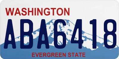 WA license plate ABA6418