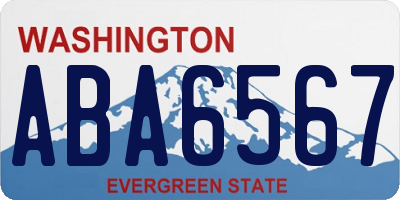 WA license plate ABA6567
