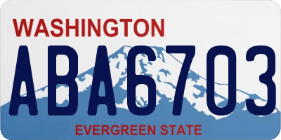 WA license plate ABA6703