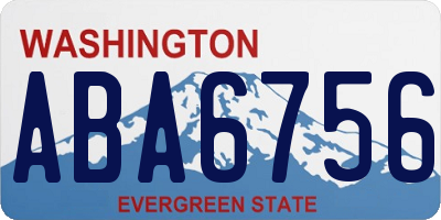 WA license plate ABA6756