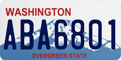 WA license plate ABA6801