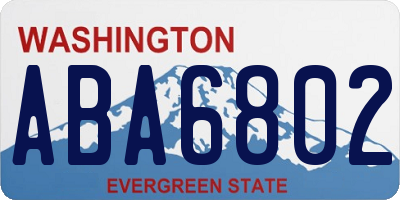 WA license plate ABA6802