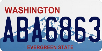 WA license plate ABA6863