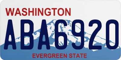 WA license plate ABA6920