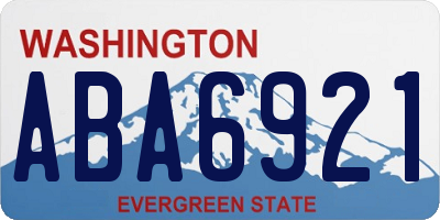 WA license plate ABA6921
