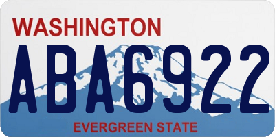 WA license plate ABA6922