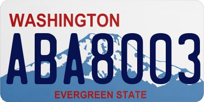 WA license plate ABA8003