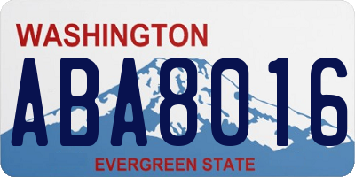 WA license plate ABA8016