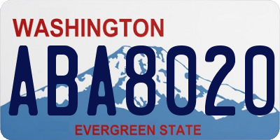 WA license plate ABA8020