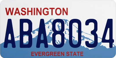 WA license plate ABA8034