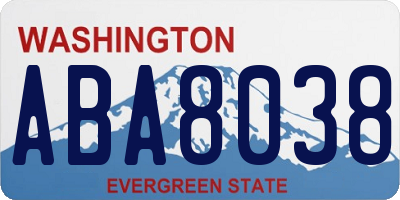 WA license plate ABA8038