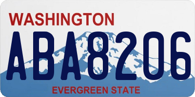 WA license plate ABA8206