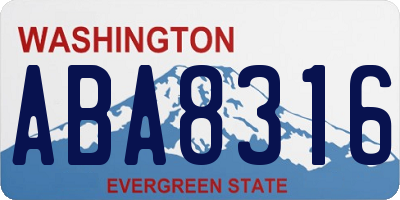 WA license plate ABA8316