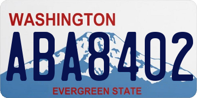 WA license plate ABA8402