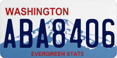 WA license plate ABA8406