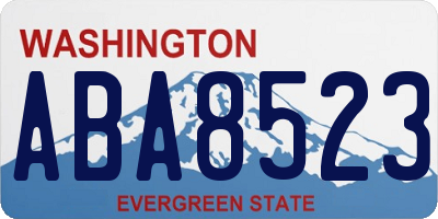 WA license plate ABA8523