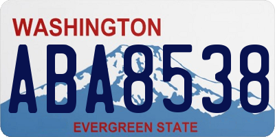 WA license plate ABA8538