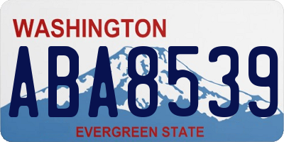 WA license plate ABA8539