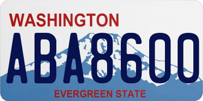 WA license plate ABA8600