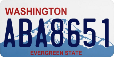 WA license plate ABA8651