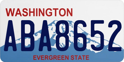 WA license plate ABA8652
