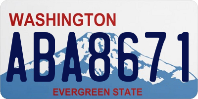 WA license plate ABA8671