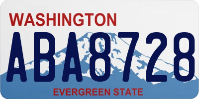 WA license plate ABA8728