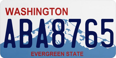 WA license plate ABA8765