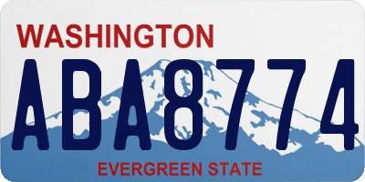 WA license plate ABA8774